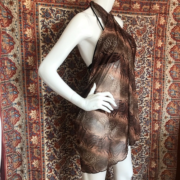 NWOT Lightweight Sheer Animal Print Mesh Sarong/Cover-Up/Top One Size Fits Most. - Picture 3 of 12